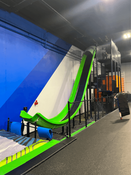 Big slide at a kids trampoline park. 